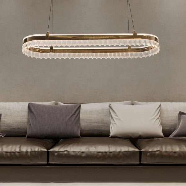 Canel Gold Sıralı 116 Watt  Kristal Taşlı Modern Yemek Masası Üstü Led Sarkıt Avize