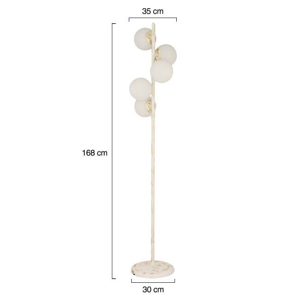 Uzel 5Li Beyaz Patinalı Modern Tasarım Metal Lambader