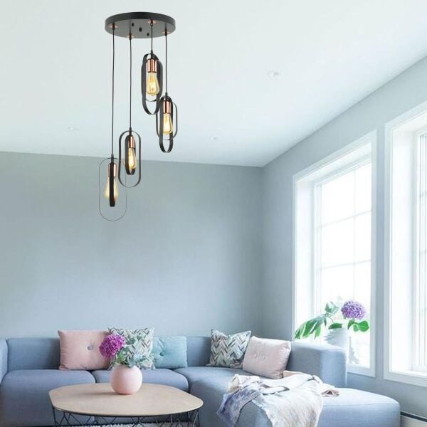 Koza 4 Lü Bakır Eskitme Sarkıt Modern Yatak Odası Mutfak Oturma Odası Salon Sarkıt Avize