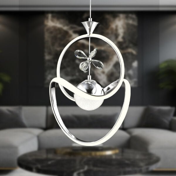 Conroy Krom 3 Renkli 48 Watt Kristal Ledli Modern Oturma Odası Salon Sarkıt Avize
