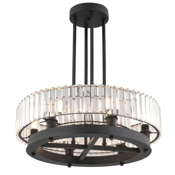 Azalea 6lı Siyah Kristalli Taşlı Modern Tasarım Kristal Büyük Salon Avize