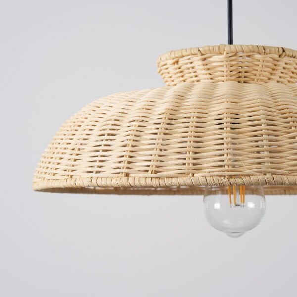 Enrico Tekli Rattan Modern Tasarım Oturma Odası Avize