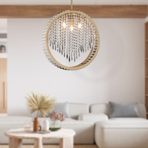 Taproot 3lü Eskitme Kristalli Taşlı Modern Tasarım Kristal Salon Avize