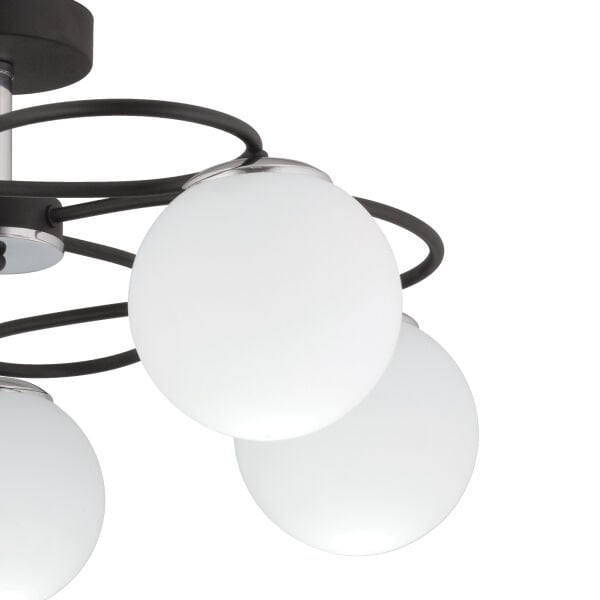 Rodonit 5li Siyah Krom Beyaz Camlı Modern Sarkıt Genç Odası Yatak odası Retro Salon Avize