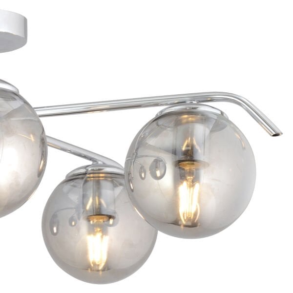 Diaspor 5li Yuvarlak Krom Füme Camlı Modern Sarkıt Genç Odası Yatak odası Retro Salon Avize