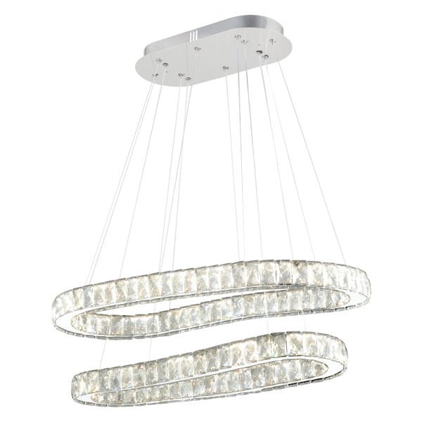 VALERİA KROM 2 KATLI KRİSTAL TAŞLI LED AVİZE