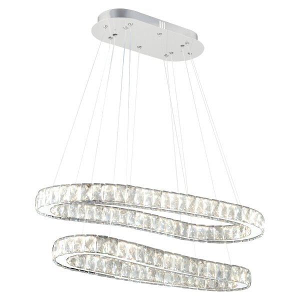 VALERİA KROM 2 KATLI KRİSTAL TAŞLI LED AVİZE