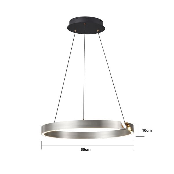 Late Gri 60'lık Yuvarlak 41 Watt Modern Sarkıt Salon Led Avize