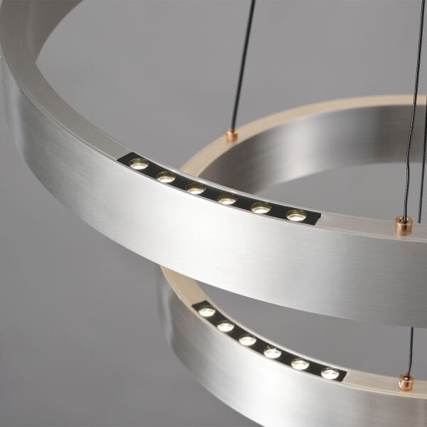 Late Gri İki Katlı Yuvarlak 69 Watt Modern Sarkıt Salon Led Avize