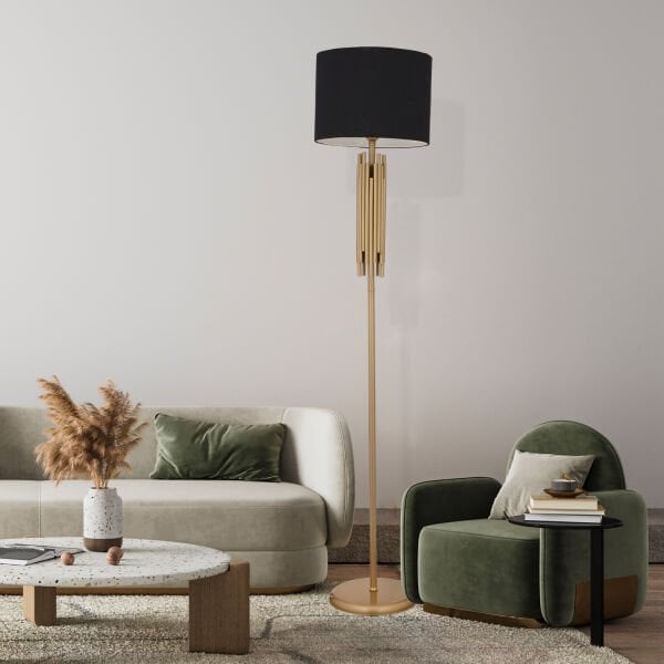 Matisse Siyah Şapkalı Eskitme Dekoratif Tasarım Ayaklı Abajur Lamba Modern Metal Lambader