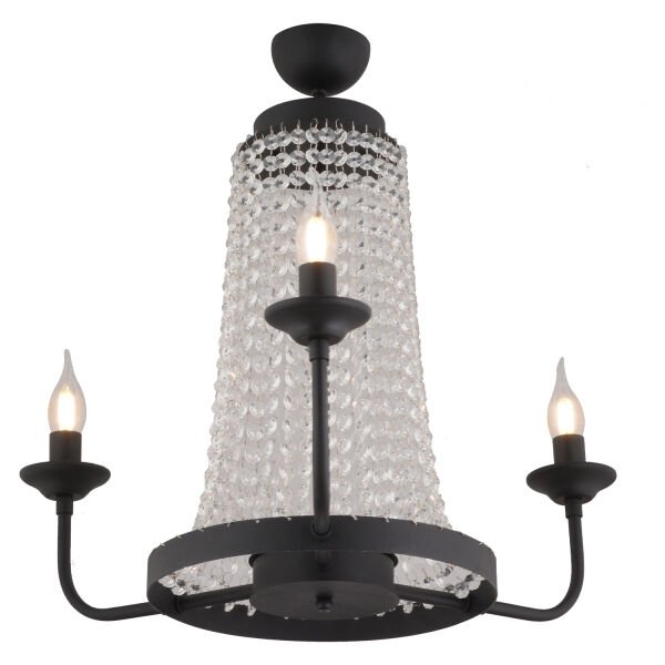 Carnation 3'lü Siyah Kristalli Taşlı Modern Tasarım Kristal Salon Avize