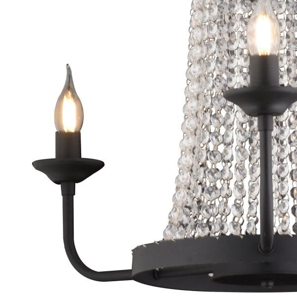 Carnation 3'lü Siyah Kristalli Taşlı Modern Tasarım Kristal Salon Avize