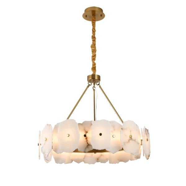 Harlow 80'lık Gold Mermer Taşlı Traverten Model Ledli Avize