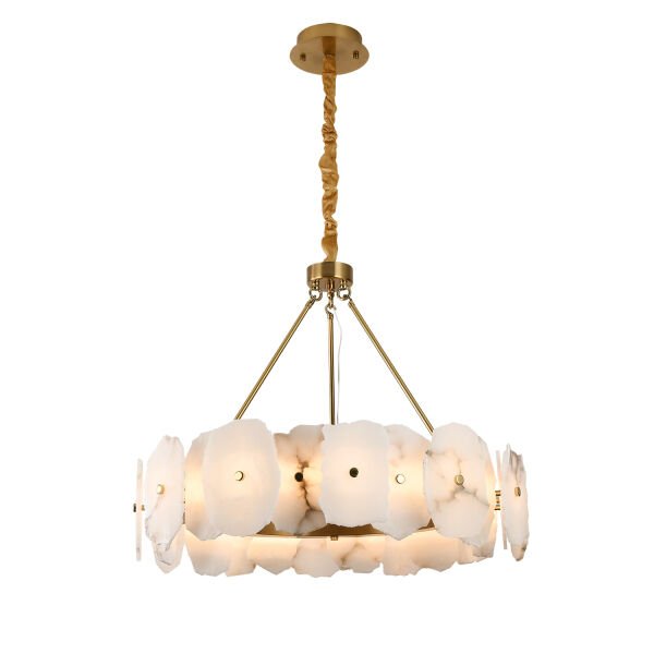 Harlow 80'lık Gold Mermer Taşlı Traverten Model Ledli Avize