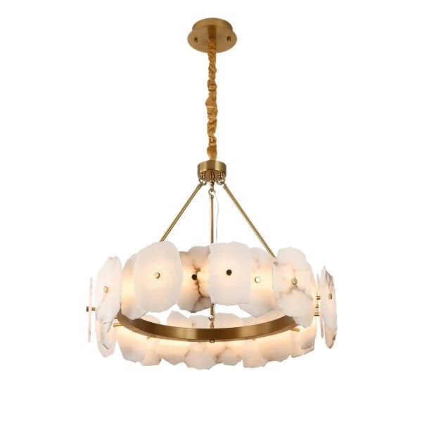 Harlow 80'lık Gold Mermer Taşlı Traverten Model Ledli Avize