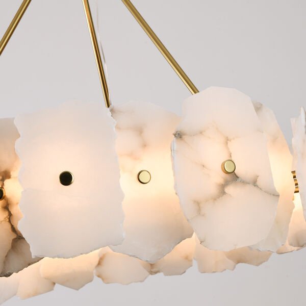 Harlow 80'lık Gold Mermer Taşlı Traverten Model Ledli Avize