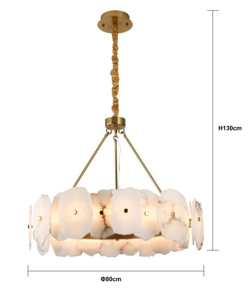 Harlow 80'lık Gold Mermer Taşlı Traverten Model Ledli Avize