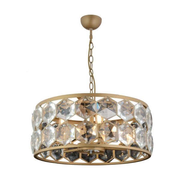 Roman 5'li Yuvarlak Eskitme Kristalli Taşlı Modern Tasarım Kristal Salon Avize