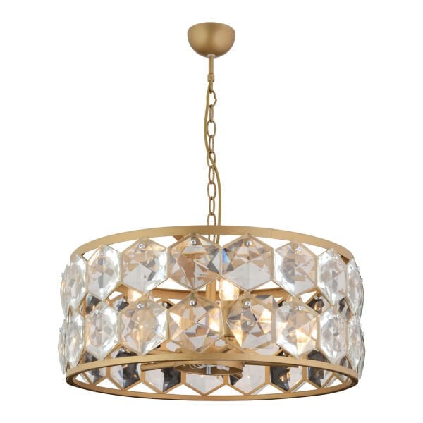 Roman 5'li Yuvarlak Eskitme Kristalli Taşlı Modern Tasarım Kristal Salon Avize