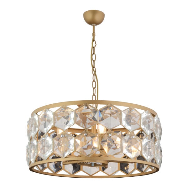 Roman 5'li Yuvarlak Eskitme Kristalli Taşlı Modern Tasarım Kristal Salon Avize