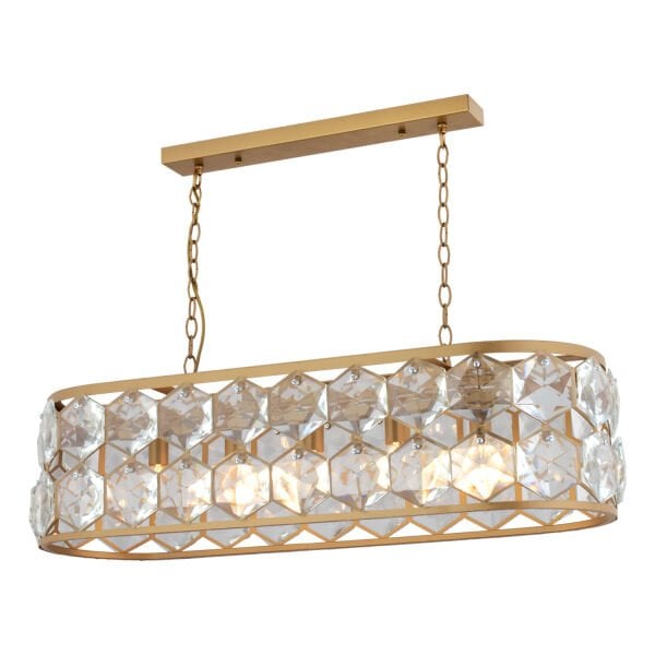 Roman 5'li Sıralı Eskitme Kristalli Taşlı Modern Tasarım Kristal Salon Avize