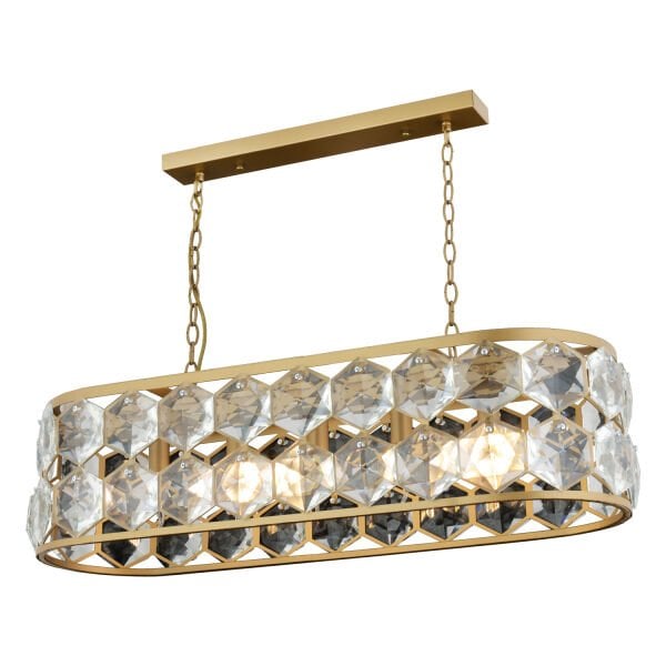 Roman 5'li Sıralı Eskitme Kristalli Taşlı Modern Tasarım Kristal Salon Avize