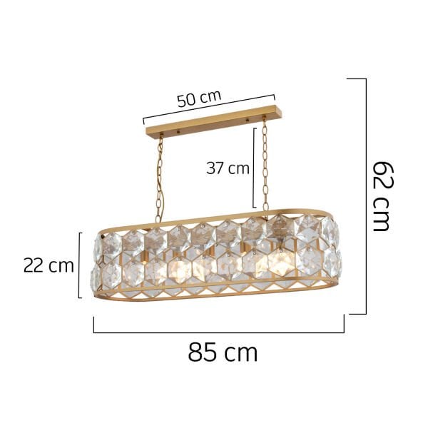 Roman 5'li Sıralı Eskitme Kristalli Taşlı Modern Tasarım Kristal Salon Avize