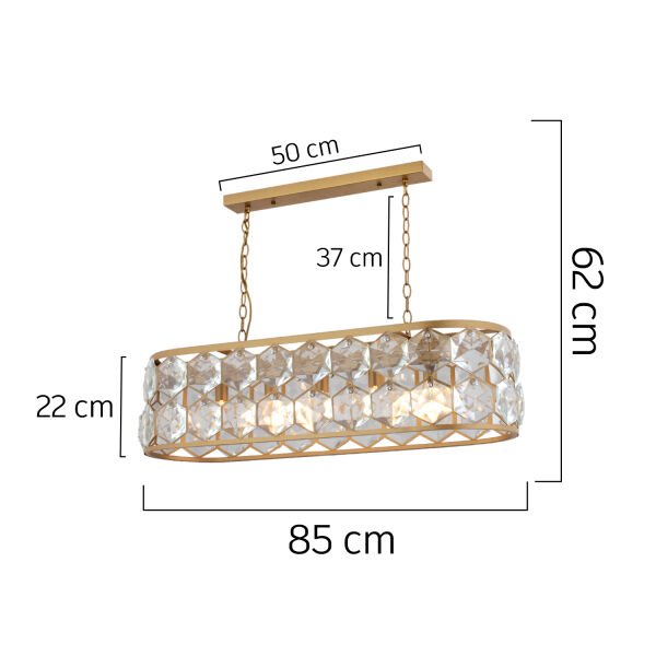 Roman 5'li Sıralı Eskitme Kristalli Taşlı Modern Tasarım Kristal Salon Avize