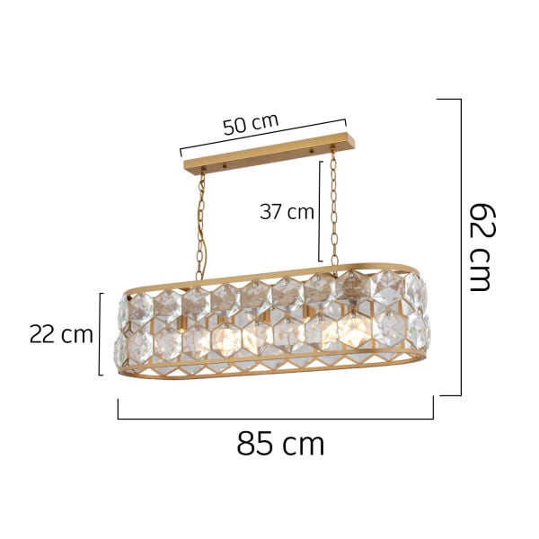 Roman 5'li Sıralı Eskitme Kristalli Taşlı Modern Tasarım Kristal Salon Avize