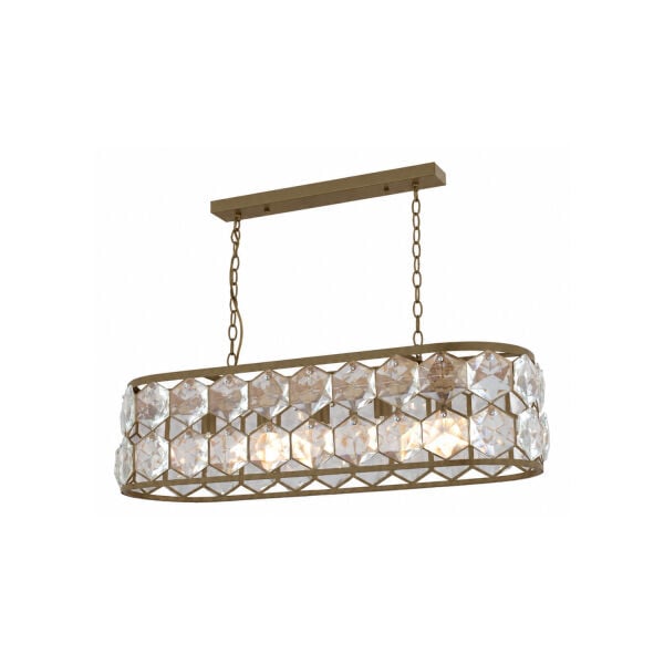 Roman 5'li Sıralı Eskitme Kristalli Taşlı Modern Tasarım Kristal Salon Avize