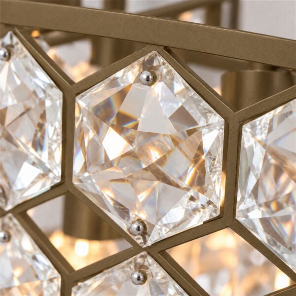 Roman 5'li Sıralı Eskitme Kristalli Taşlı Modern Tasarım Kristal Salon Avize