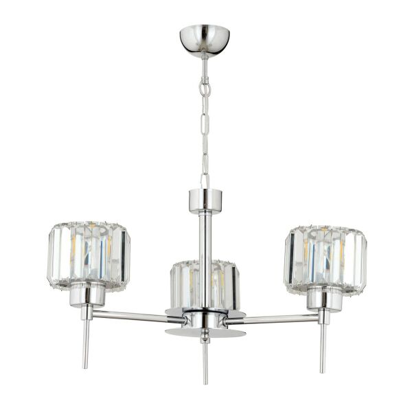 Sadem 3 Lü Krom Kaplama Kristalli Taşlı Modern Tasarım Salon-Yatak Odası-Oturma Odası Kristal Avize