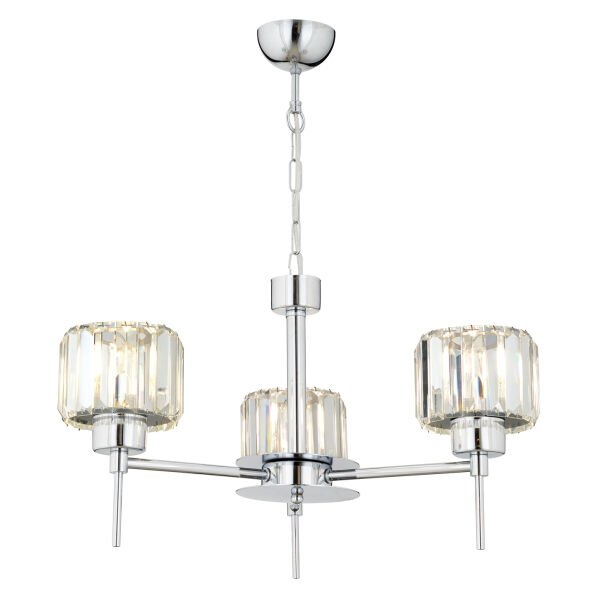 Sadem 3 Lü Krom Kaplama Kristalli Taşlı Modern Tasarım Salon-Yatak Odası-Oturma Odası Kristal Avize