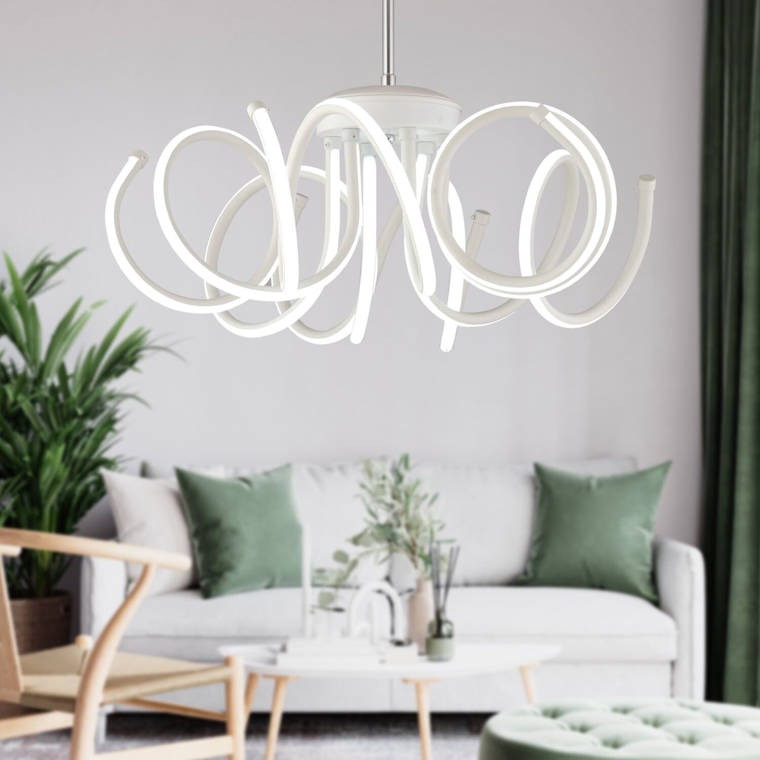 Alkent Beyaz Sarkıt 120 Watt Sarkıt Ledli Modern Mutfak Banyo Led Salon Sarkıt Avize