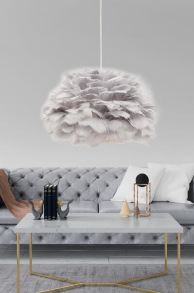 Belinay Tekli Tüylü Siyah Sarkıt Avize Modern Sarkıt Mutfak Salon Sarkıt Avize