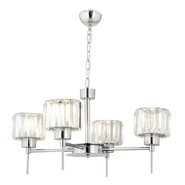 Sadem 4 Lü Krom Kaplama Kristalli Taşlı Modern Tasarım Salon-Yatak Odası-Oturma Odası Kristal Avize