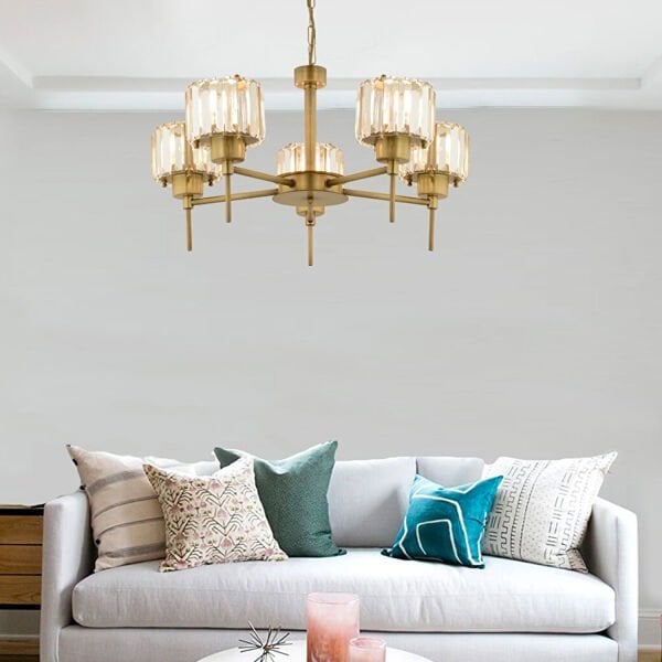 Sadem 5 Li Eskitme Kristalli Taşlı Modern Tasarım Salon-Yatak Odası-Oturma Odası Kristal Avize