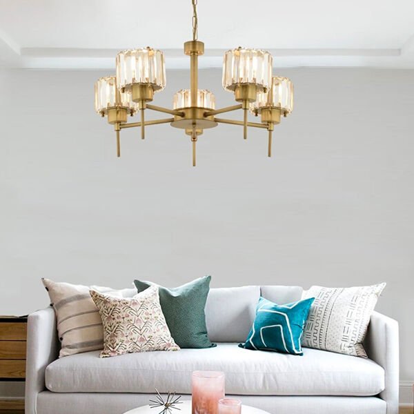 Sadem 5 Li Eskitme Kristalli Taşlı Modern Tasarım Salon-Yatak Odası-Oturma Odası Kristal Avize