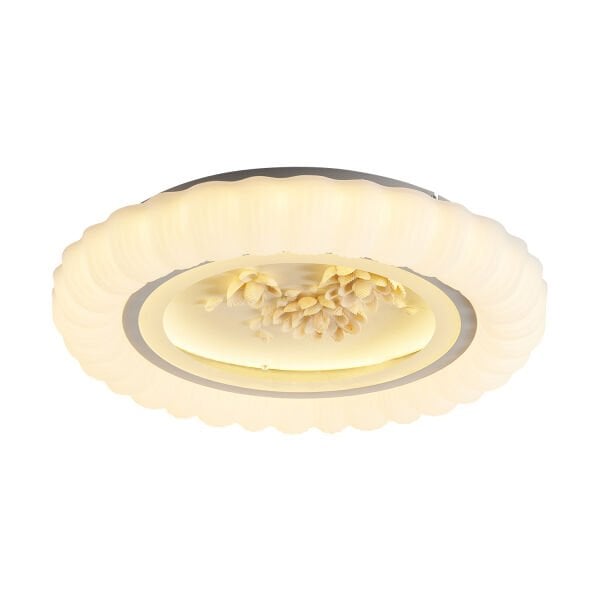 Gavin Beyaz Çiçek Desenli Plafonyer Salon Led Avize