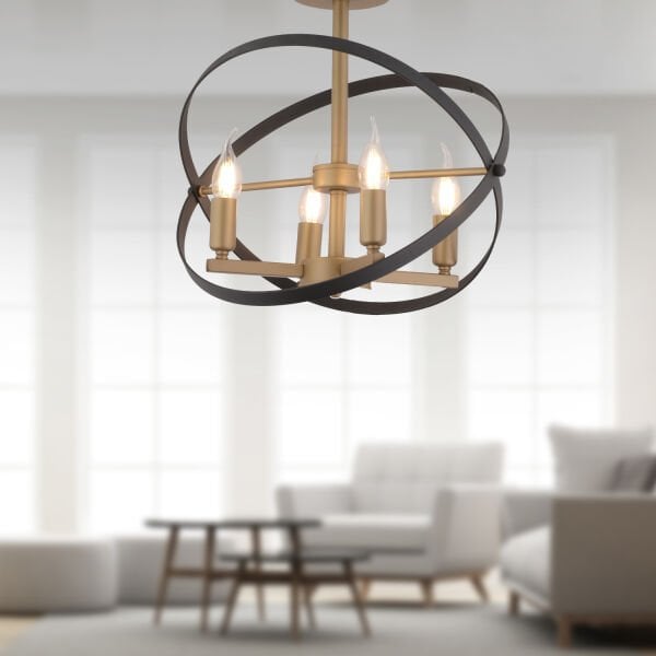 Caliope 4'lü Siyah Eskitme Modern Salon Kafe Restoran İçin Uygun, Salon Avize