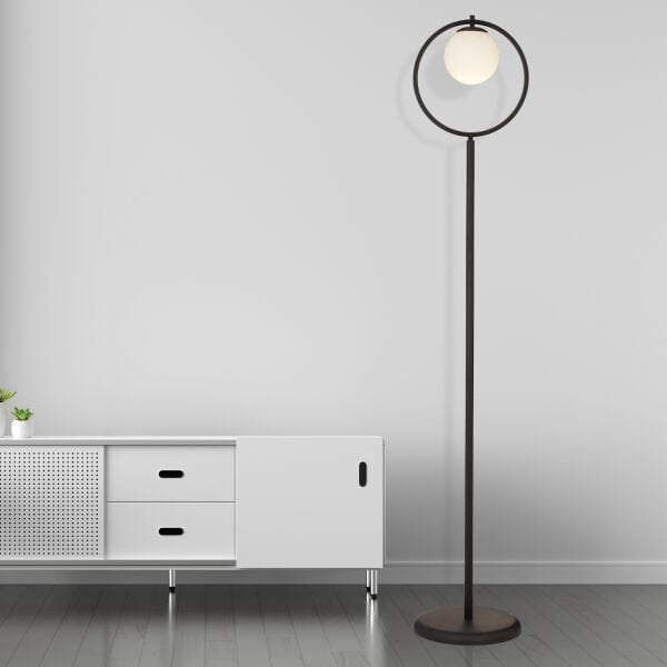 Falez Siyah Beyaz Camlı Modern Dekoratif Tasarım Metal Lambader