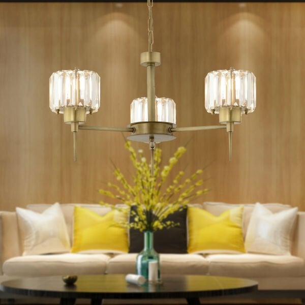 Sadem 3 Lü Eskitme Kristalli Taşlı Modern Tasarım Salon-Yatak Odası-Oturma Odası Kristal Avize