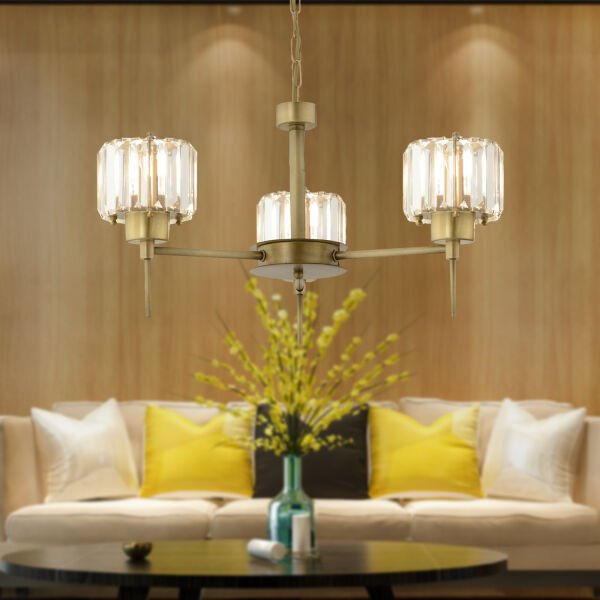 Sadem 3 Lü Eskitme Kristalli Taşlı Modern Tasarım Salon-Yatak Odası-Oturma Odası Kristal Avize