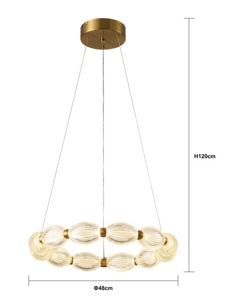 Aspen 12'li Yuvarlak 56 Watt Eskitme Sarkıt 3 Renkli Led Avize