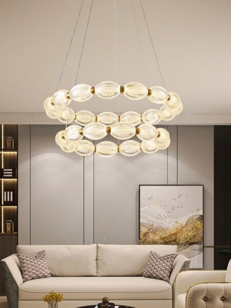 Aspen 2 Katlı Yuvarlak 128 Watt Eskitme Sarkıt 3 Renkli Led Avize