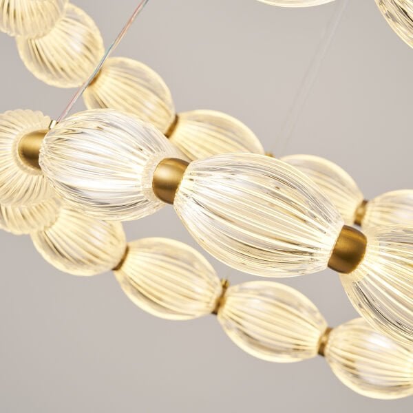 Aspen 2 Katlı Yuvarlak Eskitme Sarkıt Led Modern Salon Avize