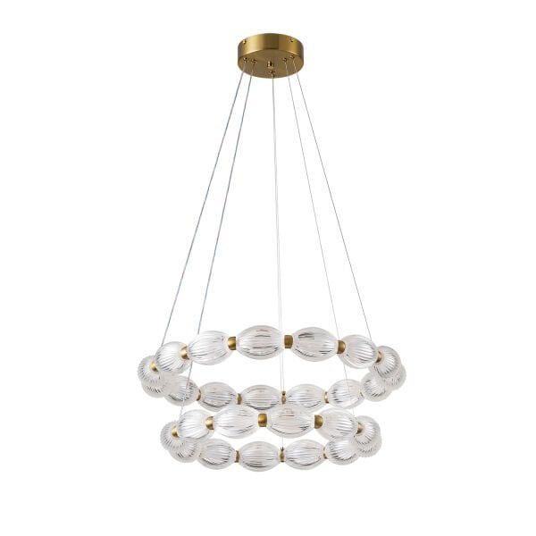 Aspen 2 Katlı Yuvarlak Eskitme Sarkıt Led Modern Salon Avize