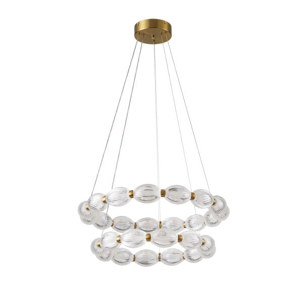 Aspen 2 Katlı Yuvarlak 128 Watt Eskitme Sarkıt 3 Renkli Led Avize