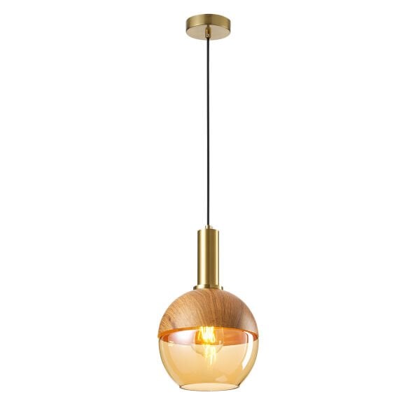 Darıs Tekli Ahşap Desenli Sarkıt Avize