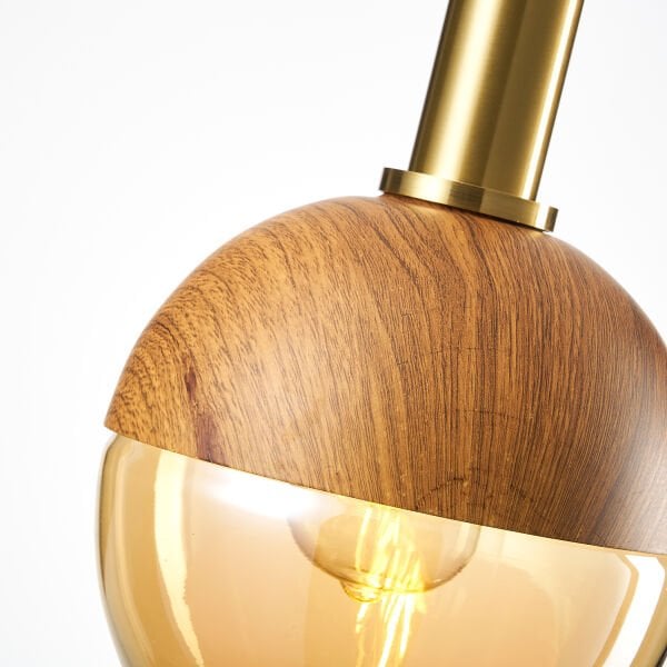 Darıs Tekli Ahşap Desenli Sarkıt Avize